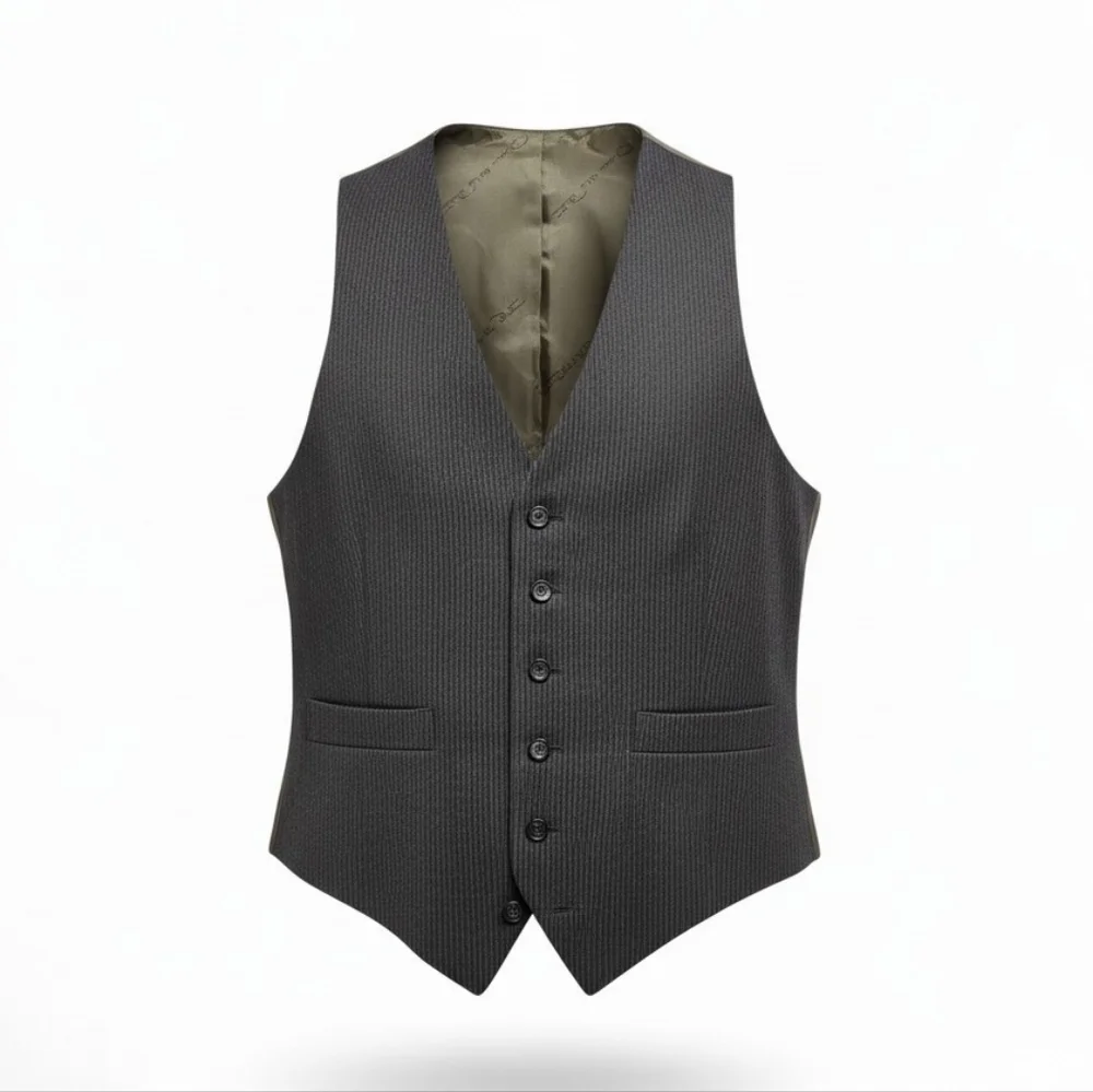 Oscar De La Renta Wool Pinstripe Dress Vest Classic Formal Waistcoat Size Med